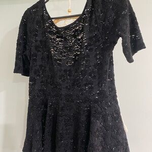 Free People Black Lace Short Sleeve shirt